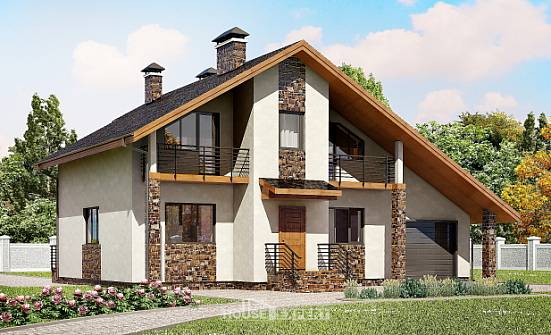 180-008-П Проект двухэтажного дома мансардой, гараж, классический загородный дом из бризолита Северобайкальск | Проекты домов от House Expert