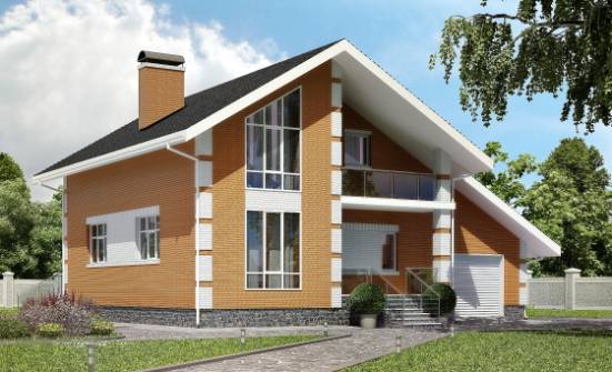 190-006-П Проект двухэтажного дома с мансардой, гараж, уютный домик из теплоблока Северобайкальск | Проекты домов от House Expert