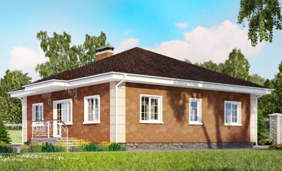 100-001-Л Проект одноэтажного дома, бюджетный коттедж из пеноблока Северобайкальск | Проекты домов от House Expert