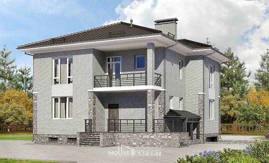 275-004-П Проект трехэтажного дома и гаражом, большой дом из кирпича Улан-Удэ | Проекты домов от House Expert