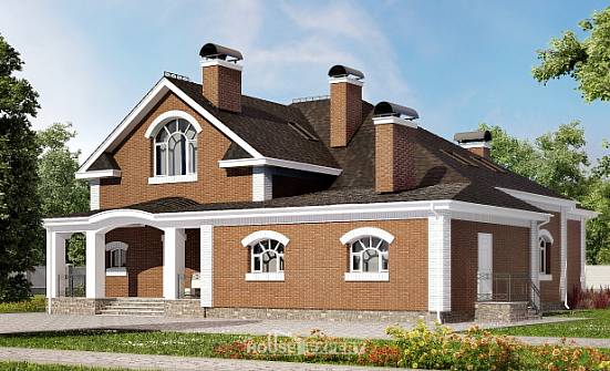 400-003-П Проект двухэтажного дома с мансардным этажом, большой коттедж из газобетона Северобайкальск | Проекты домов от House Expert