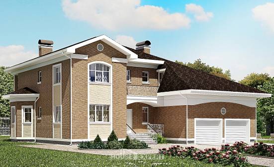 335-002-П Проект двухэтажного дома и гаражом, современный коттедж из кирпича Гусиноозерск | Проекты домов от House Expert