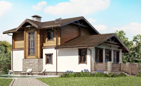 170-004-Л Проект двухэтажного дома с мансардой и гаражом, бюджетный дом из керамзитобетонных блоков из дерева Улан-Удэ | Проекты домов от House Expert