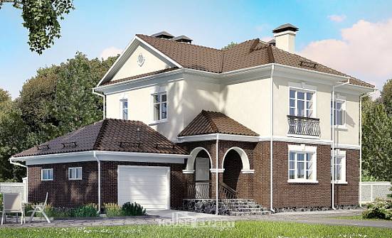 190-002-Л Проект двухэтажного дома и гаражом, просторный дом из теплоблока Гусиноозерск | Проекты домов от House Expert