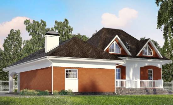 180-007-П Проект двухэтажного дома мансардный этаж, гараж, небольшой дом из арболита Гусиноозерск | Проекты домов от House Expert