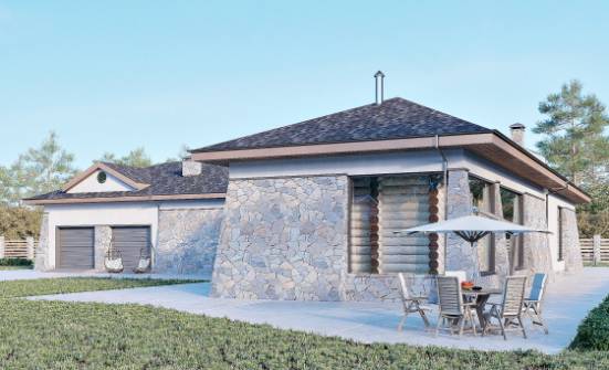 280-004-Л Проект одноэтажного дома и гаражом, классический дом из керамзитобетонных блоков Улан-Удэ | Проекты одноэтажных домов от House Expert