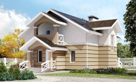 155-009-П Проект двухэтажного дома мансардный этаж, скромный коттедж из газобетона Гусиноозерск | Проекты домов от House Expert