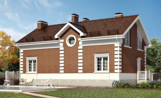 160-009-П Проект двухэтажного дома мансардный этаж, классический загородный дом из блока Гусиноозерск | Проекты домов от House Expert