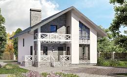 155-001-Л Проект двухэтажного дома мансардой и гаражом, бюджетный коттедж из поризованных блоков Гусиноозерск, House Expert