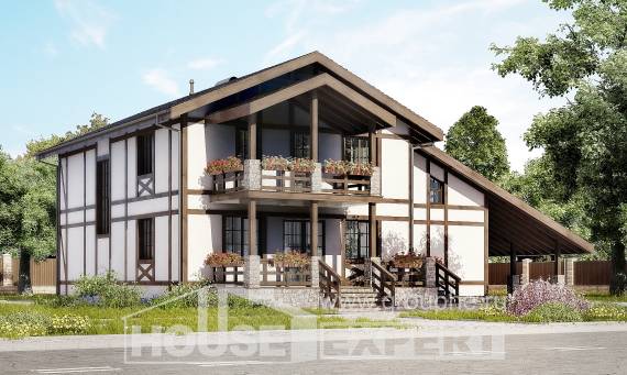 250-002-Л Проект двухэтажного дома мансардой, гараж, красивый загородный дом из кирпича Улан-Удэ, House Expert