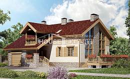 165-002-П Проект двухэтажного дома с мансардным этажом, гараж, бюджетный коттедж из пеноблока Гусиноозерск, House Expert