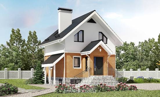 100-005-Л Проект трехэтажного дома с мансардным этажом, недорогой домик из теплоблока Гусиноозерск | Проекты домов от House Expert