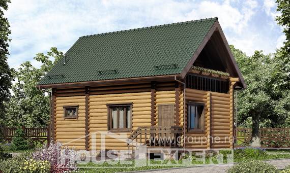 080-003-П Проект двухэтажного дома мансардой, современный дом из бревен Северобайкальск, House Expert