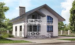 155-001-Л Проект двухэтажного дома с мансардным этажом и гаражом, экономичный домик из бризолита, Гусиноозерск