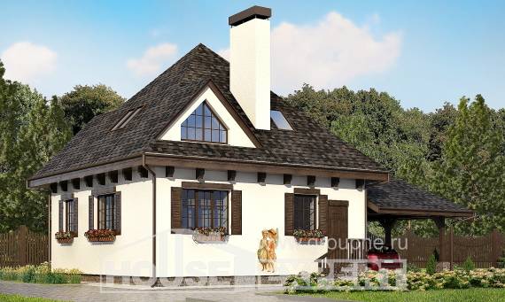 110-002-Л Проект двухэтажного дома с мансардой, гараж, скромный домик из поризованных блоков Гусиноозерск, House Expert