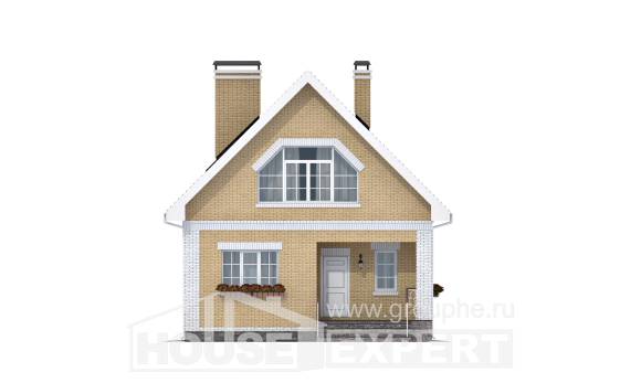 130-004-П Проект двухэтажного дома мансардой, скромный дом из газосиликатных блоков, Гусиноозерск