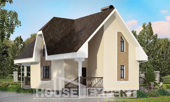 125-001-Л Проект двухэтажного дома мансардой, бюджетный домик из керамзитобетонных блоков Гусиноозерск, House Expert
