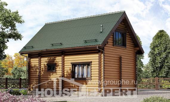 080-003-П Проект двухэтажного дома с мансардным этажом, небольшой дом из бревен Северобайкальск, House Expert