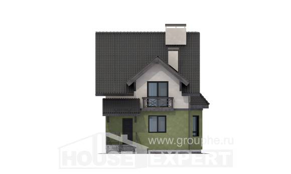 120-003-П Проект двухэтажного дома с мансардным этажом, классический коттедж из газобетона Гусиноозерск, House Expert