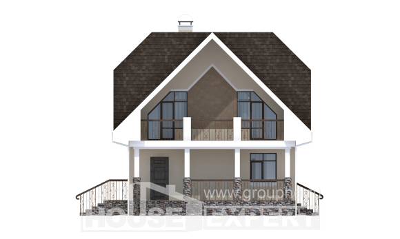 125-001-Л Проект двухэтажного дома с мансардным этажом, компактный загородный дом из пеноблока Гусиноозерск, House Expert