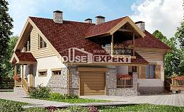 165-002-П Проект двухэтажного дома с мансардой, гараж, недорогой коттедж из поризованных блоков Северобайкальск, House Expert