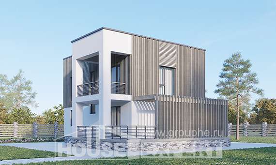 150-017-П Проект двухэтажного дома, скромный коттедж из газобетона Северобайкальск, House Expert