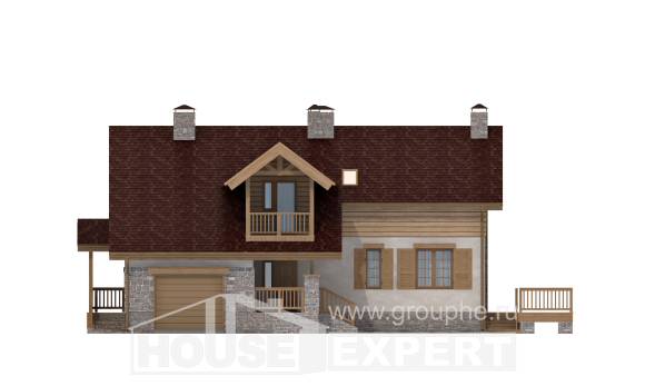 165-002-П Проект двухэтажного дома с мансардой и гаражом, доступный загородный дом из керамзитобетонных блоков Гусиноозерск, House Expert