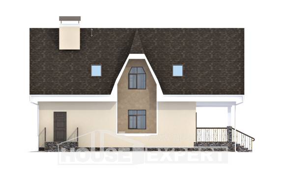 125-001-Л Проект двухэтажного дома с мансардным этажом, доступный домик из теплоблока Гусиноозерск, House Expert
