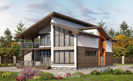 200-010-П Проект двухэтажного дома мансардой и гаражом, средний коттедж из арболита Улан-Удэ | Проекты домов от House Expert