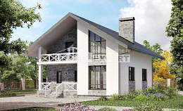 155-001-Л Проект двухэтажного дома с мансардой, гараж, бюджетный дом из блока Северобайкальск, House Expert