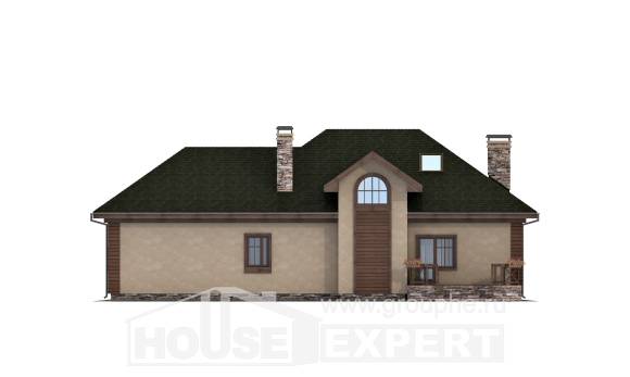 180-010-П Проект двухэтажного дома мансардой и гаражом, простой домик из арболита Гусиноозерск, House Expert