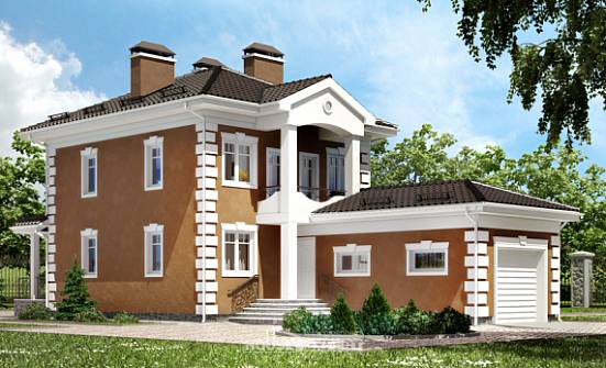 150-006-П Проект двухэтажного дома и гаражом, скромный коттедж из твинблока, Гусиноозерск