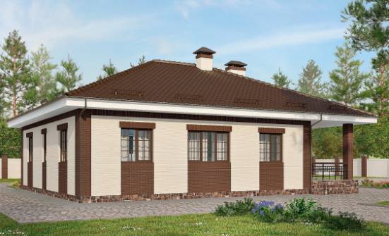 160-015-П Проект одноэтажного дома, гараж, скромный коттедж из пеноблока Улан-Удэ | Проекты одноэтажных домов от House Expert