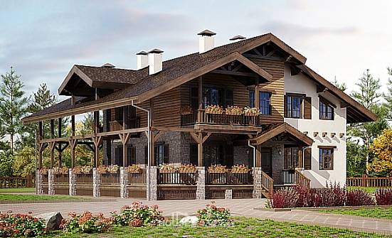 400-004-П Проект трехэтажного дома с мансардой и гаражом, современный домик из кирпича, Гусиноозерск