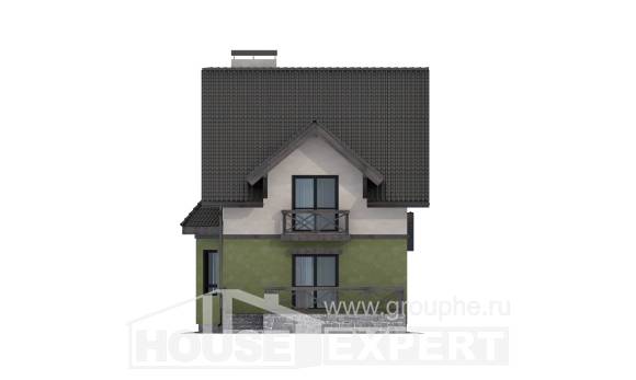 120-003-П Проект двухэтажного дома с мансардным этажом, недорогой домик из бризолита Северобайкальск, House Expert