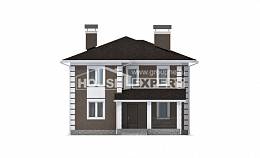 185-002-П Проект двухэтажного дома, бюджетный загородный дом из блока Северобайкальск, House Expert