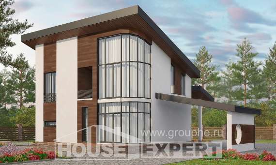 230-001-П Проект двухэтажного дома мансардный этаж, уютный загородный дом из кирпича, Гусиноозерск