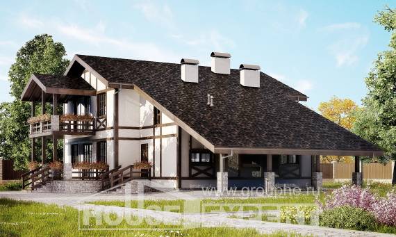 250-002-Л Проект двухэтажного дома мансардой и гаражом, просторный домик из кирпича Улан-Удэ, House Expert