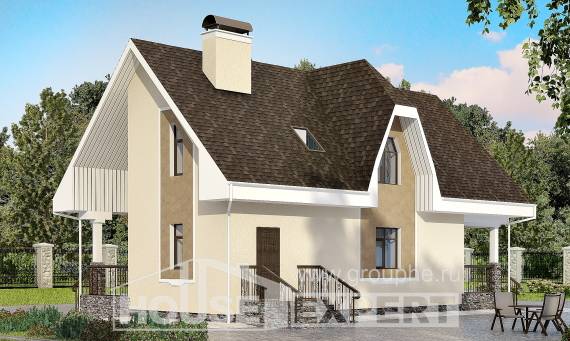 125-001-Л Проект двухэтажного дома мансардой, красивый дом из блока Гусиноозерск, House Expert