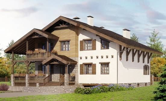 400-004-П Проект трехэтажного дома с мансардой и гаражом, современный домик из кирпича, Гусиноозерск