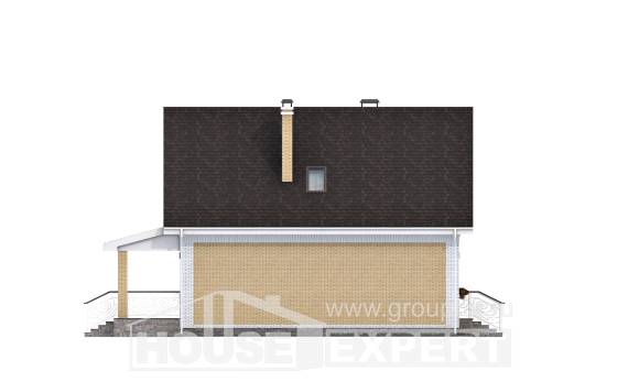 130-004-П Проект двухэтажного дома с мансардным этажом, скромный коттедж из поризованных блоков, Улан-Удэ