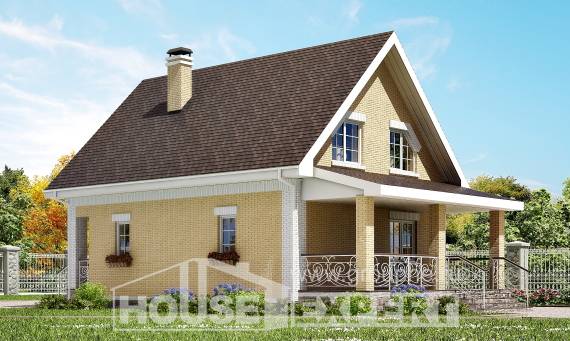 130-004-П Проект двухэтажного дома с мансардой, простой домик из керамзитобетонных блоков Гусиноозерск, House Expert